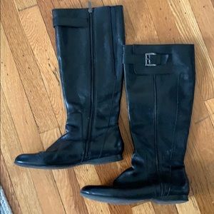 Black leather riding boots